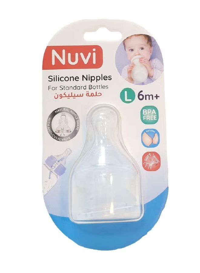 Nuvi Silicone Nipples For Standard Bottles – Pack of 2, Infants 6m+, Large Flow